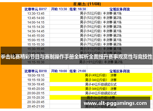 拳击比赛精彩节目与赛制操作手册全解析全面提升赛事观赏性与竞技性